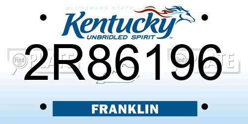 2R86196 Kentucky License Plate