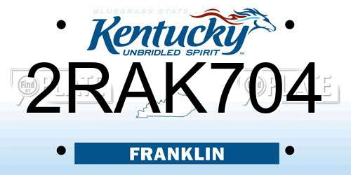 2RAK704 Kentucky License Plate