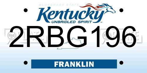2RBG196 Kentucky License Plate