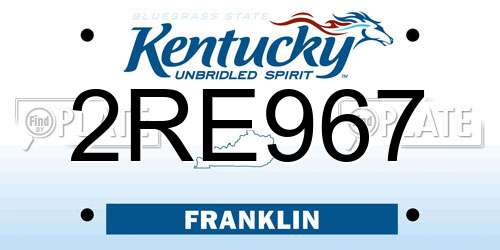2RE967 Kentucky License Plate