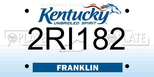 2RI182 Kentucky License Plate