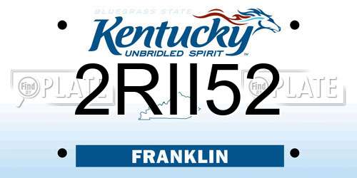 2RII52 Kentucky License Plate