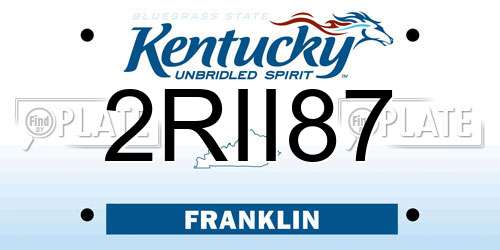 2RII87 Kentucky License Plate