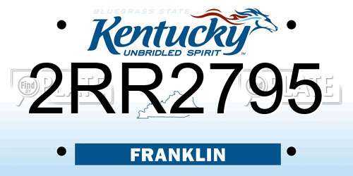 2RR2795 Kentucky License Plate