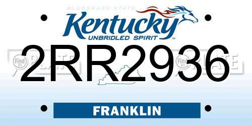 2RR2936 Kentucky License Plate
