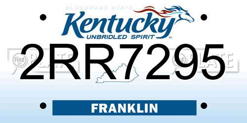 2RR7295 Kentucky License Plate