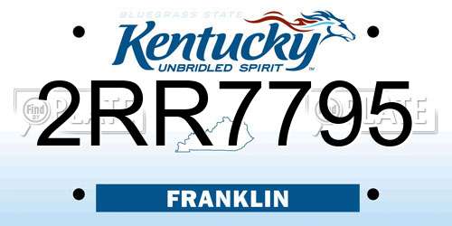 2RR7795 Kentucky License Plate