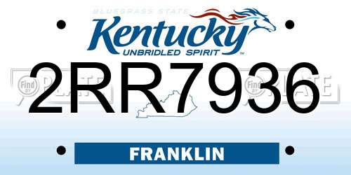 2RR7936 Kentucky License Plate
