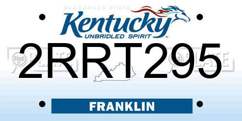 2RRT295 Kentucky License Plate