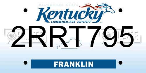 2RRT795 Kentucky License Plate