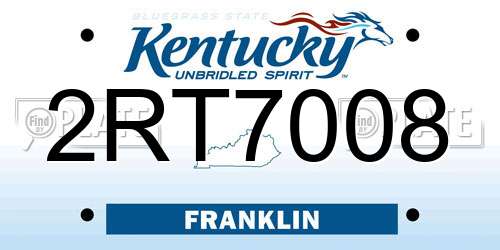 2RT7008 Kentucky License Plate