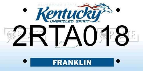 2RTA018 Kentucky License Plate