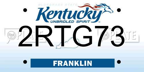2RTG73 Kentucky License Plate
