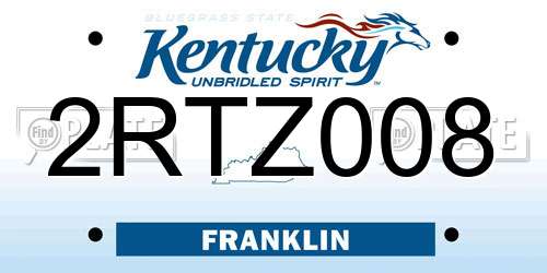 2RTZ008 Kentucky License Plate