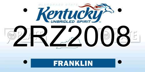 2RZ2008 Kentucky License Plate