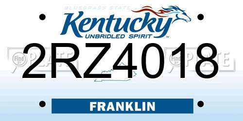 2RZ4018 Kentucky License Plate