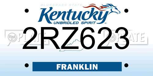 2RZ623 Kentucky License Plate
