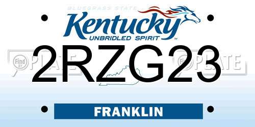 2RZG23 Kentucky License Plate