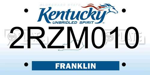 2RZM010 Kentucky License Plate