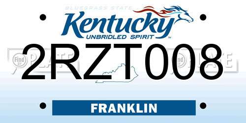 2RZT008 Kentucky License Plate