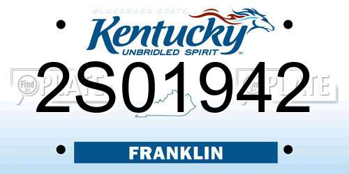 2S01942 Kentucky License Plate