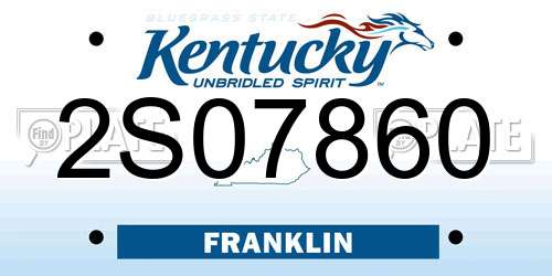 2S07860 Kentucky License Plate