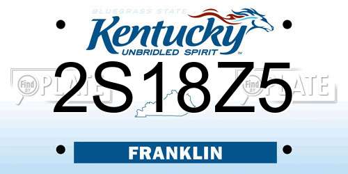 2S18Z5 Kentucky License Plate