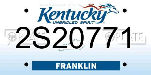 2S20771 Kentucky License Plate