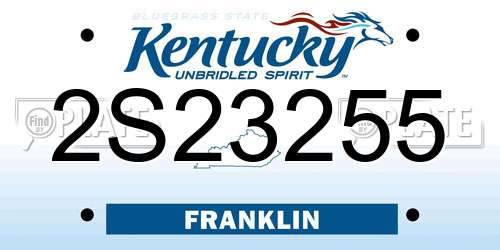 2S23255 Kentucky License Plate