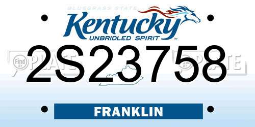 2S23758 Kentucky License Plate