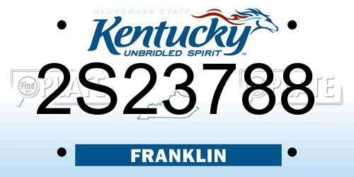 2S23788 Kentucky License Plate