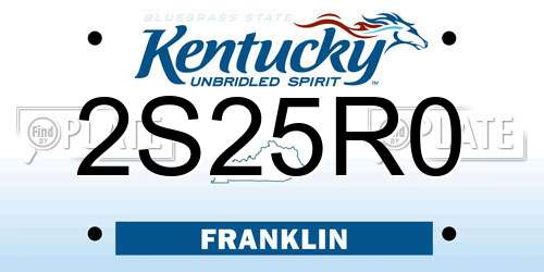 2S25R0 Kentucky License Plate
