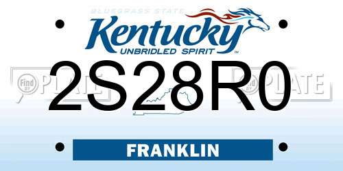 2S28R0 Kentucky License Plate
