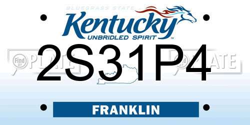 2S31P4 Kentucky License Plate
