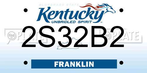 2S32B2 Kentucky License Plate