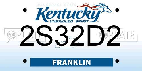 2S32D2 Kentucky License Plate