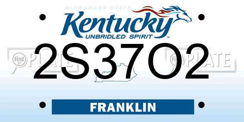 2S37O2 Kentucky License Plate