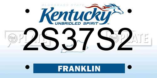 2S37S2 Kentucky License Plate