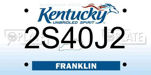 2S40J2 Kentucky License Plate