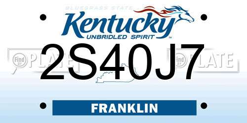 2S40J7 Kentucky License Plate
