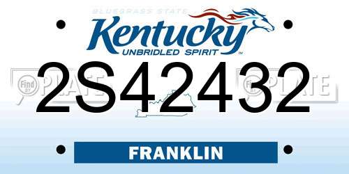 2S42432 Kentucky License Plate