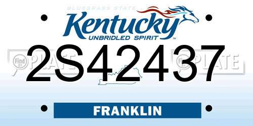 2S42437 Kentucky License Plate