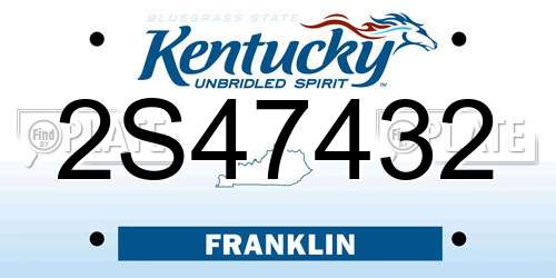 2S47432 Kentucky License Plate