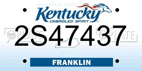 2S47437 Kentucky License Plate