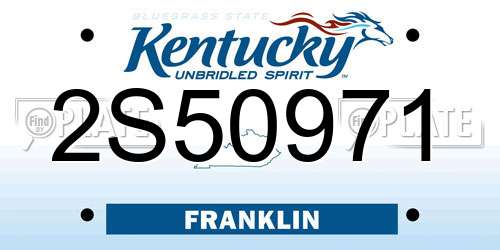 2S50971 Kentucky License Plate
