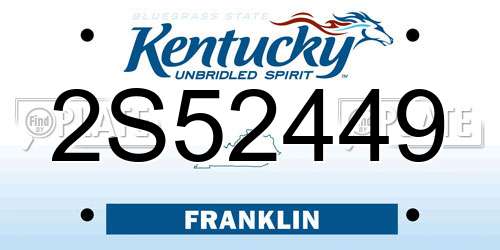 2S52449 Kentucky License Plate