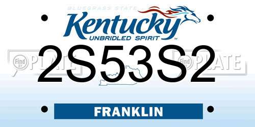2S53S2 Kentucky License Plate