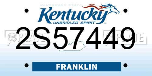 2S57449 Kentucky License Plate