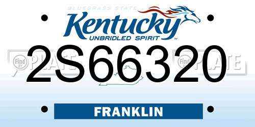 2S66320 Kentucky License Plate