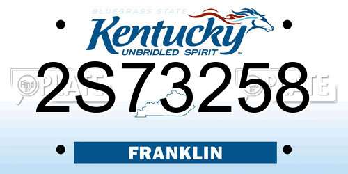 2S73258 Kentucky License Plate